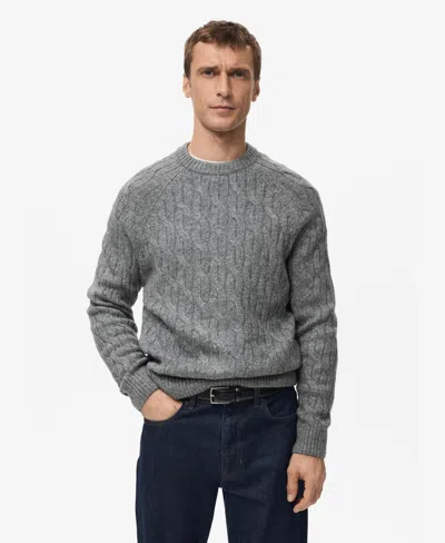 Mango Men's Cable-knit Sweater In Gray