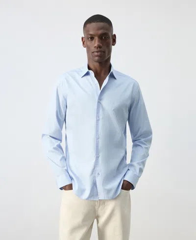 Mango Men's Candela Cotton Striped Long-sleeve Shirt In Blue