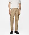 Mango Regular Fit Cargo Jeans In Khaki