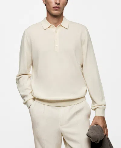Mango Men's Cashmere Polo Sweater In Ecru