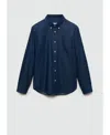 Mango Slim Fit Cotton Chambray Button-down Shirt In Dark Blue