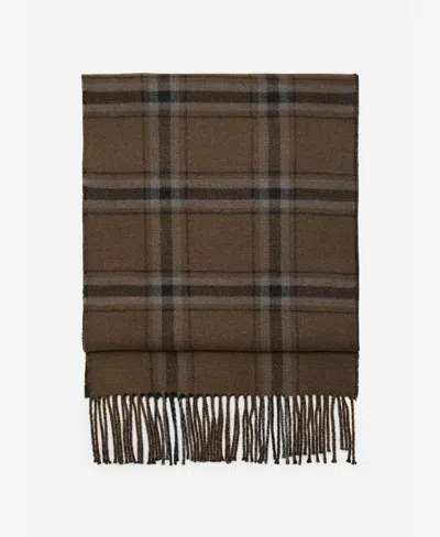 MANGO MEN'S CHECK FRINGED SCARF