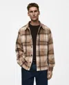 Mango Textured Check Flannel Overshirt In Beige