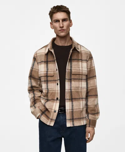 MANGO MEN'S CHECKERED FLANNEL OVERSHIRT