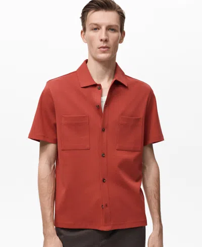 Mango Men's Chest-pocket Cotton Shirt In Red