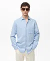 Mango Classic Fit Linen & Cotton Button-up Shirt In Sky Blue