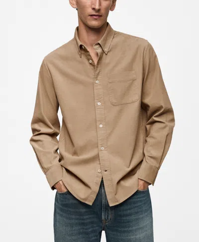 Mango Men's Classic-fit Micro-corduroy Shirt In Beige