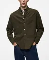 Mango Men's Classic-fit Micro-corduroy Shirt In Khaki Green