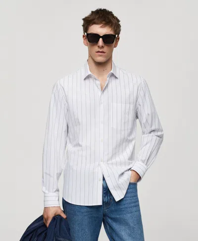 Mango Men's Classic Fit Vertical Striped Shirt In White