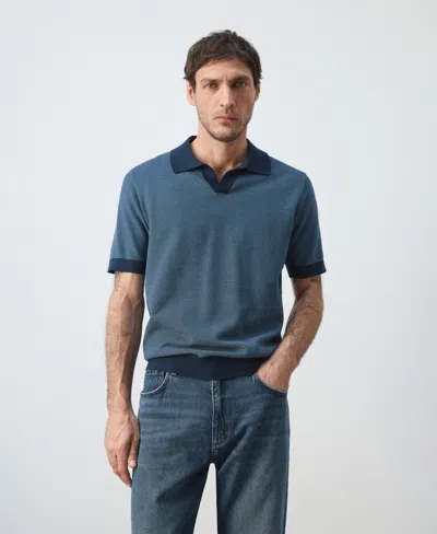 Mango Men's Combined Knit Polo Shirt In Blue