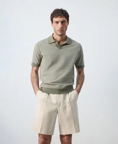 Mango Men's Combined Knit Polo Shirt In Green