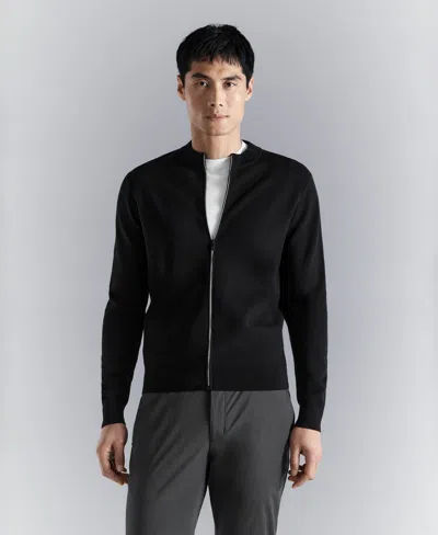 Mango Men's Comfort Stretch Knit Cardigan Sweater In Black