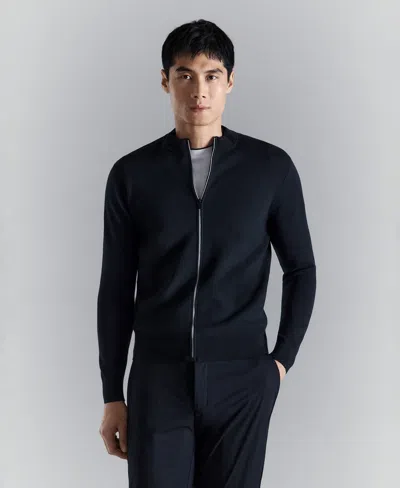 Mango Men's Comfort Stretch Knit Cardigan Sweater In Blue