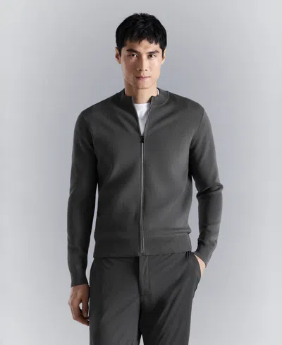 Mango Men's Comfort Stretch Knit Cardigan Sweater In Gray