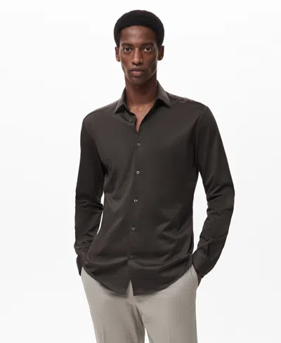Mango Men's Comfort Stretch Non-iron Shirt In Black