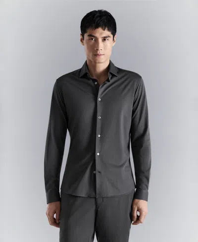 Mango Men's Comfort Stretch Non-iron Shirt In Gray