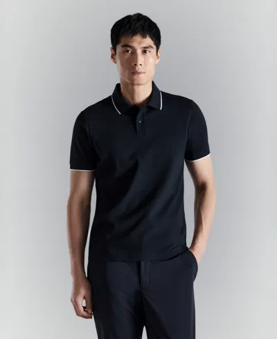 Mango Men's Comfort Stretch Pique Polo Shirt In Black