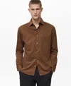 Mango Easy Iron Comfort Stretch Button-up Shirt In Burnt Orange