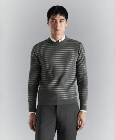 Mango Men's Comfort Stretch Striped Sweater In Gray
