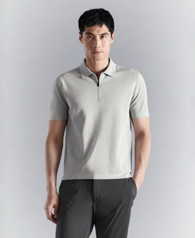 Mango Men's Comfort Stretch Zip Polo Shirt In Gray