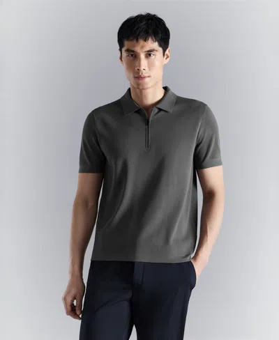 Mango Men's Comfort Stretch Zip Polo Shirt In Gray