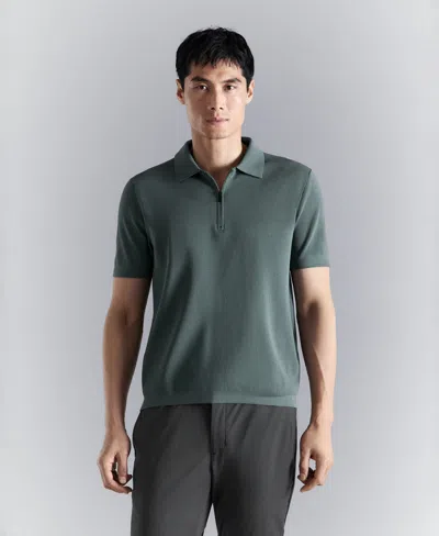 Mango Men's Comfort Stretch Zip Polo Shirt In Green