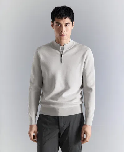 Mango Men's Comfort Stretch Zip-up Sweater In Gray
