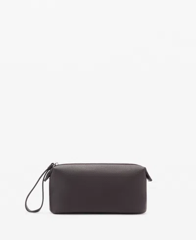 Mango Men's Contrast-strap Pebbled Cosmetic Bag In Brown