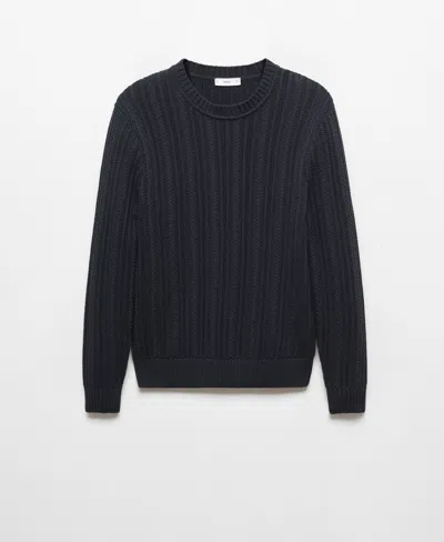 Mango Men's Contrasting Knit Sweater In Dark Navy