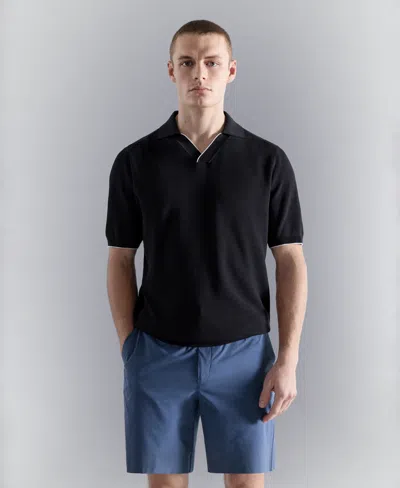 Mango Men's Contrasting Knitted Polo Shirt In Blue