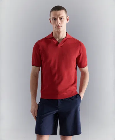 Mango Men's Contrasting Knitted Polo Shirt In Red