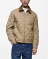 Mango Men's Corduroy Collar Quilted Jacket In Beige