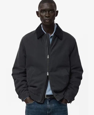 Mango Men's Corduroy Collar Quilted Jacket In Blue