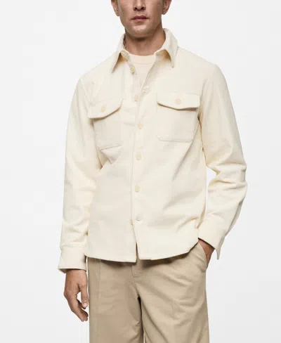 Mango Men's Corduroy Pockets Overshirt In Off White