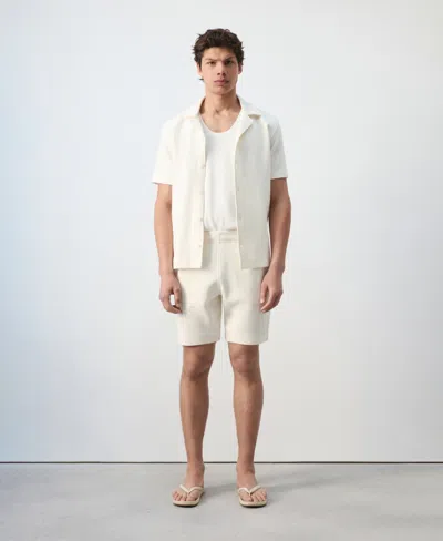 Mango Slim Fit Cotton Waffle Pull-on Shorts In Neutral