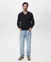 Mango Men's Cotton-blend Ribbed Polo Sweater In Blue