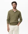 Mango Johnny Collar Rib Polo Sweater In Green