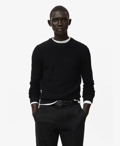 Mango Men's Cotton Braided Sweater In Black