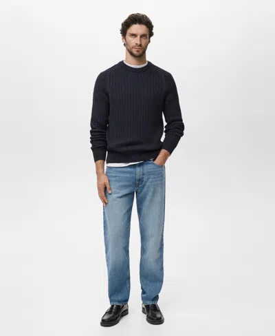 MANGO MEN'S COTTON BRAIDED SWEATER