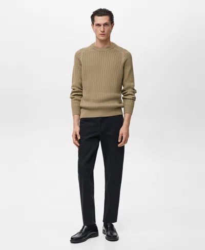Mango Men's Cotton Braided Sweater In Brown