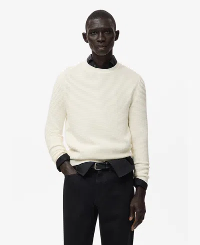 Mango Men's Cotton Braided Sweater In White