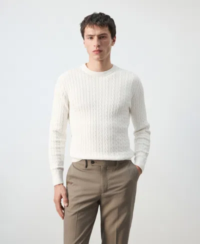 Mango Men's Cotton Cable-knit Sweater In White
