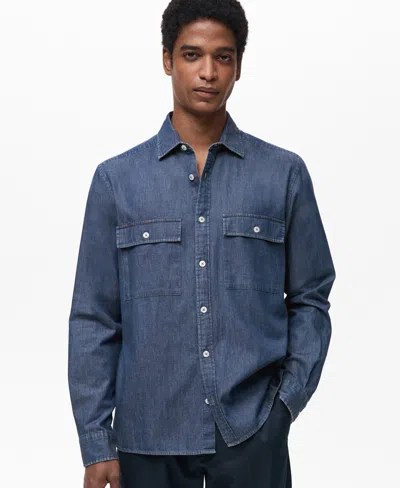 MANGO MEN'S COTTON CHAMBRAY SHIRT