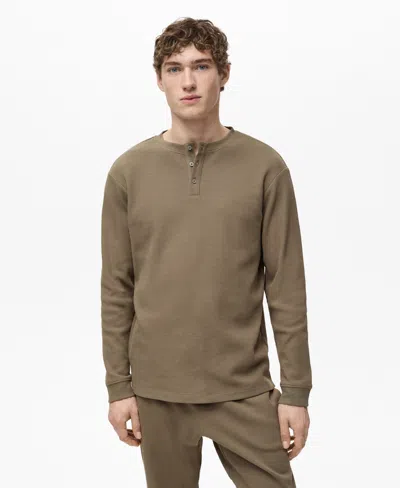 Mango Men's Cotton Check T-shirt And Pant Pajama Set In Brown