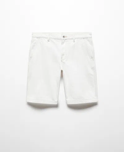 Mango Men's Cotton Denim Bermuda Shorts In Off White
