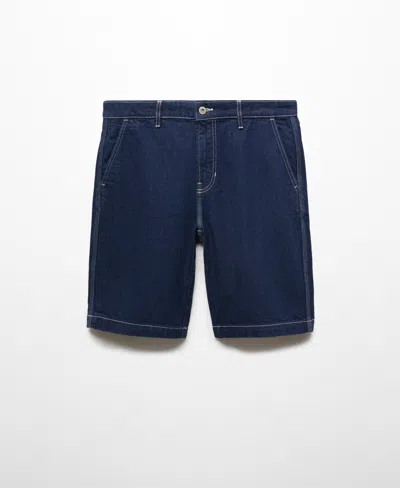 Mango Men's Cotton Denim Bermuda Shorts In Open Blue