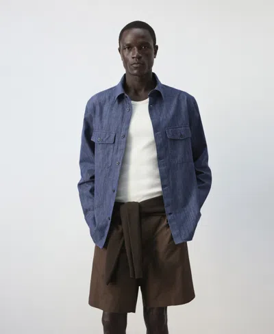 Mango Men's Cotton Denim Overshirt In Blue