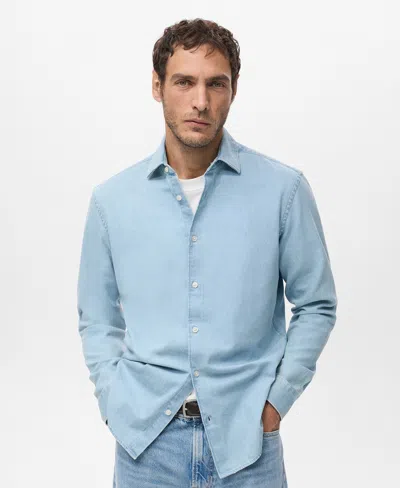 Mango Men's Cotton Denim Shirt In Blue