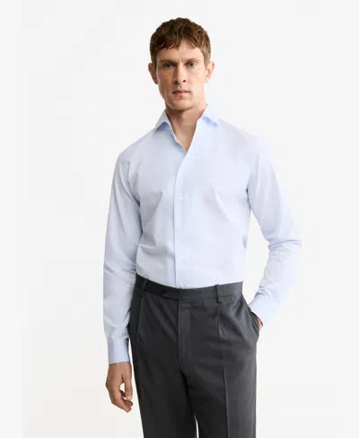 Mango Men's Cotton Dress Shirt In Blue