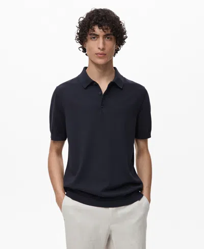 Mango Cotton Short Sleeve Polo Shirt In Blue